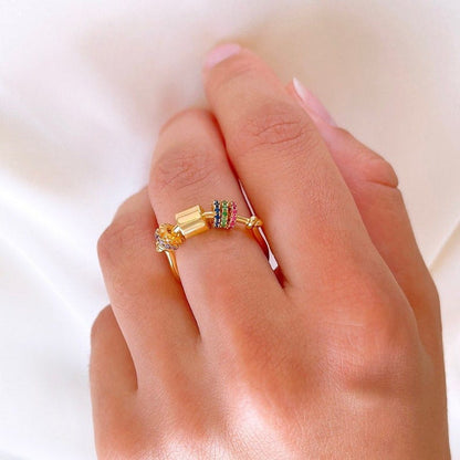 Anillo Colors Spark – Plata de Ley 925 bañada en oro 18k