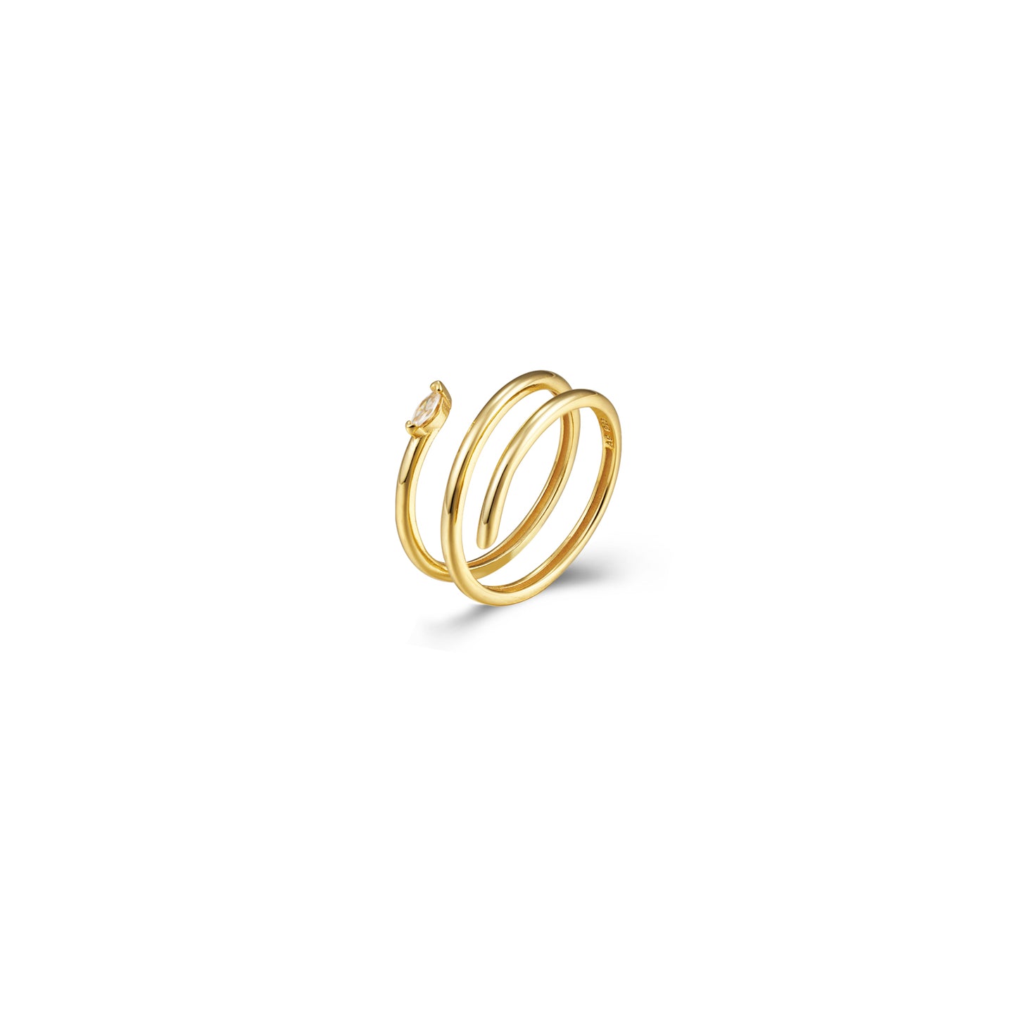 Anillo Espiral Circonita Gold – Plata 925 Baño Oro 18k