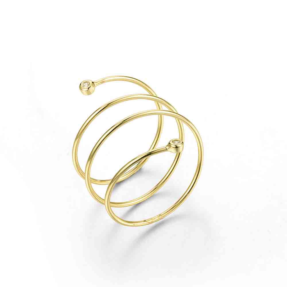 Anillo Espiral Elegance – Plata de Ley 925  baño Oro 18k