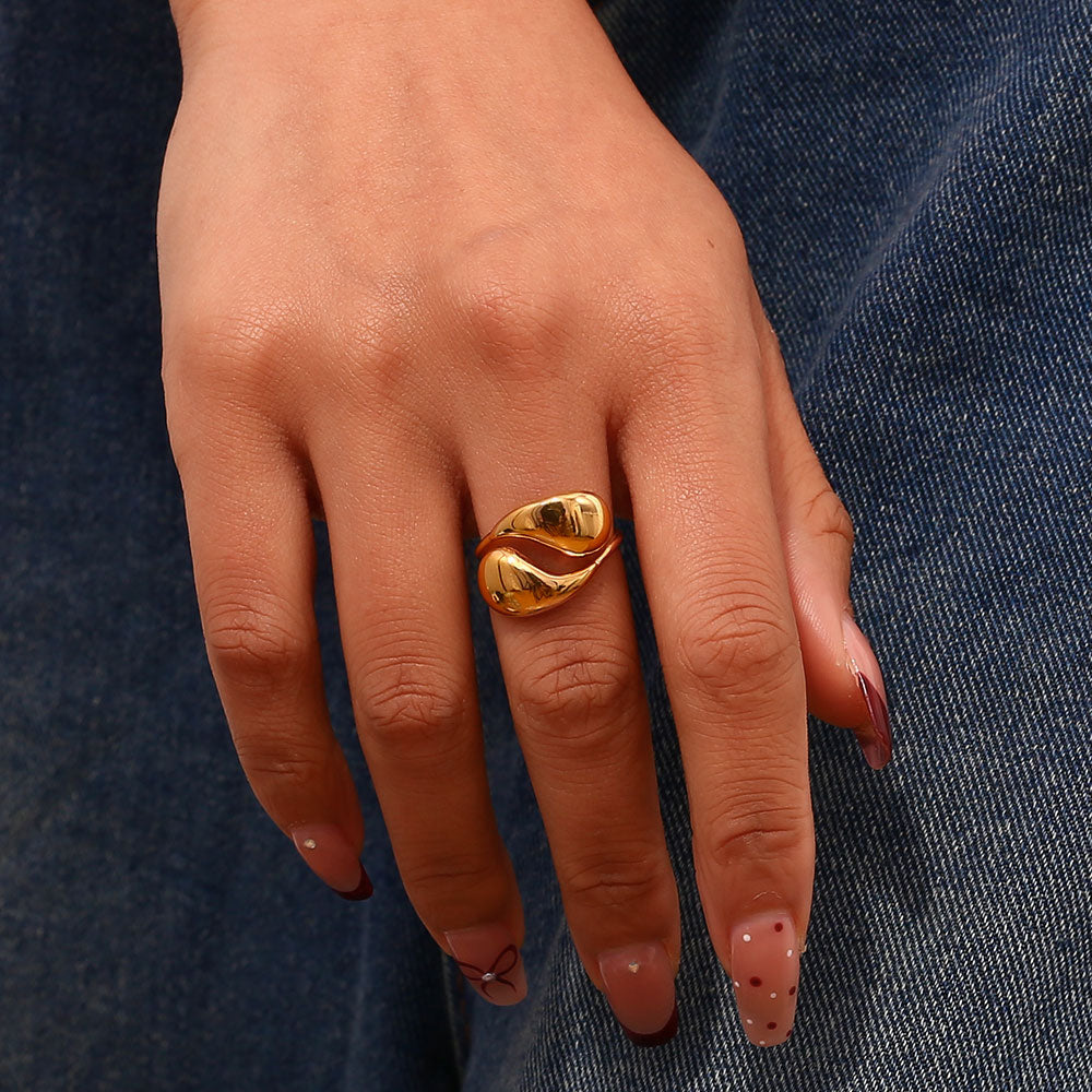 Anillo Gold Drop – Acero inoxidable baño oro 18k