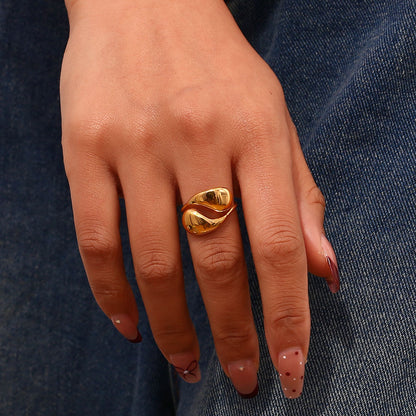 Anillo Gold Drop – Acero inoxidable baño oro 18k