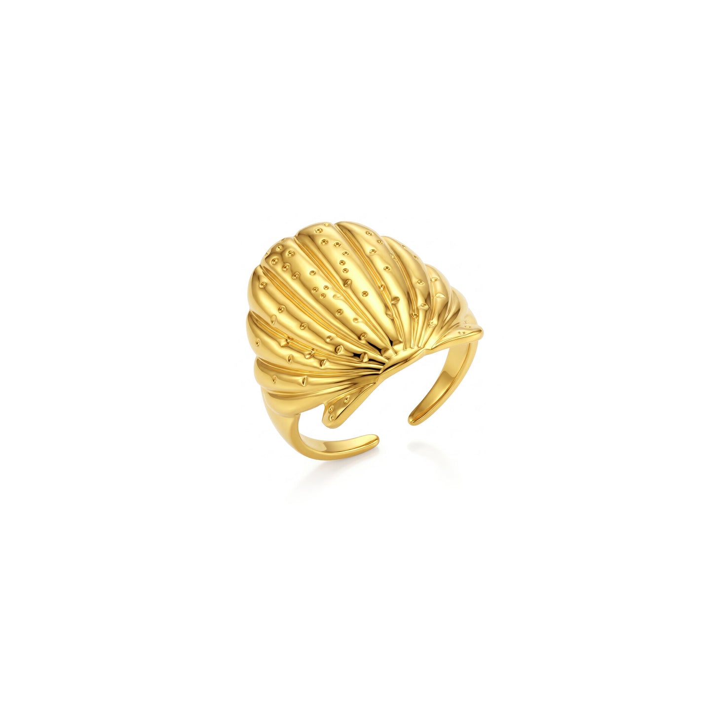 Anillo Liso Abierto Concha Martillada | Acero Inoxidable