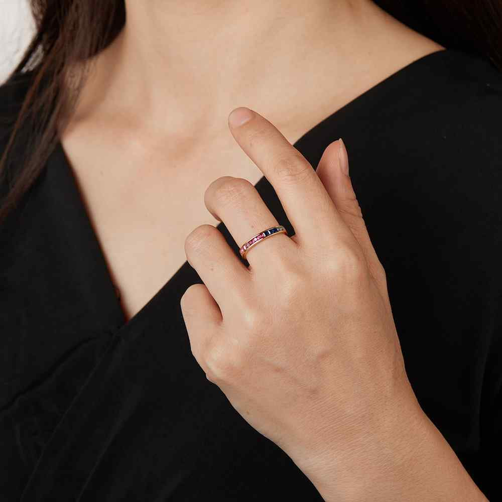 Anillo Rainbow Luxe – Plata de Ley 925 bañada en oro 18k