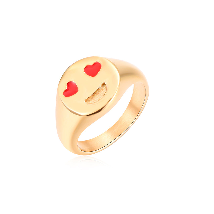 Anillo Smile Love – Acero Inoxidable baño Oro 18k