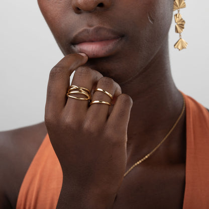 Anillo Waves Gold – Acero inoxidable baño oro 18k