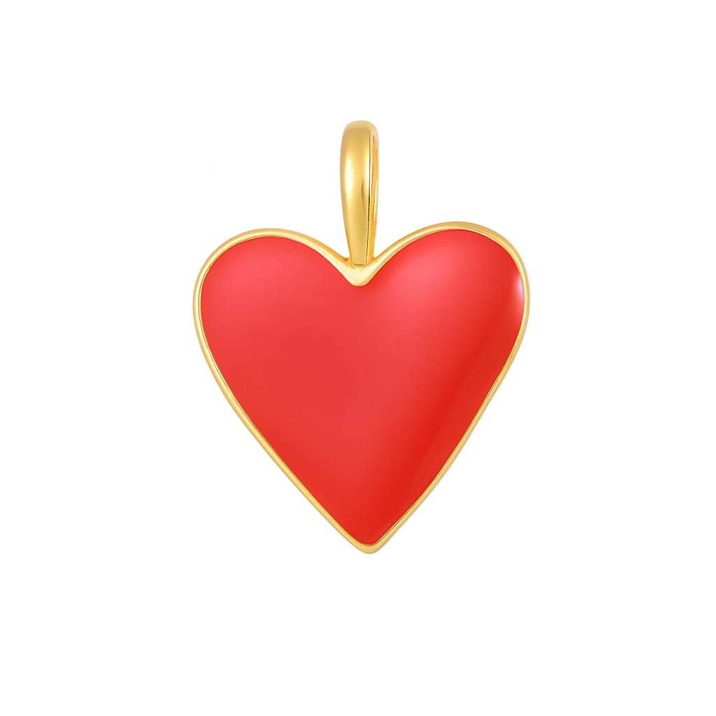 Charm Corazón Rojo Enamel – Acero Inoxidable baño oro 18k