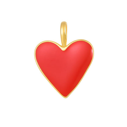 Charm Corazón Rojo Enamel – Acero Inoxidable baño oro 18k