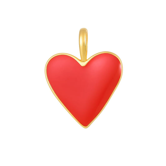 Charm Corazón Rojo Enamel – Acero Inoxidable baño oro 18k