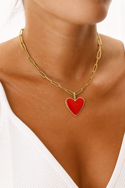 Charm Corazón Rojo Enamel – Acero Inoxidable baño oro 18k