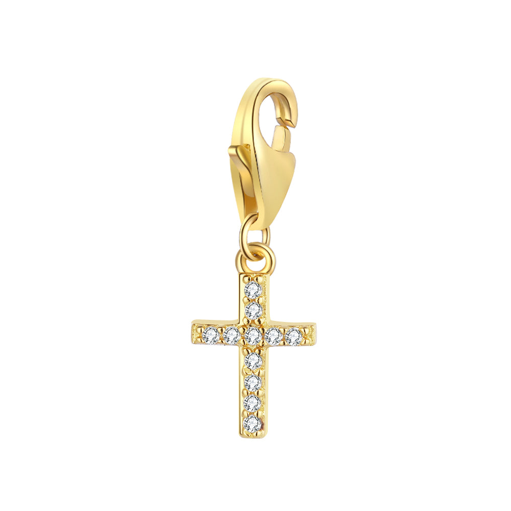 Charm Cruz Brillante – Plata de Ley 925 bañada en oro 18K