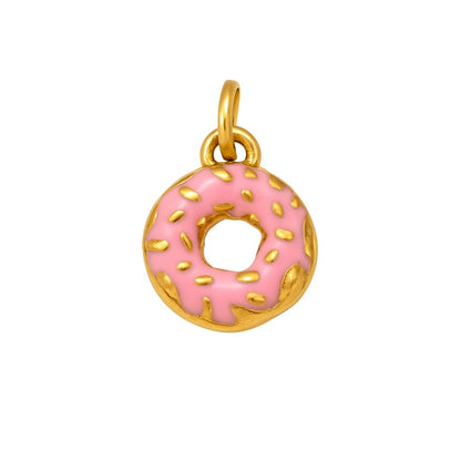 Charm Donut Pink – Acero Inoxidable Enamel  baño Oro 18k