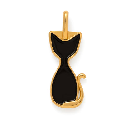 Charm Gatito Black Enamel – Acero Inoxidable Oro 18k