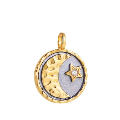 Charm Luna & Estrella – Acero Inoxidable  baño Oro 18k