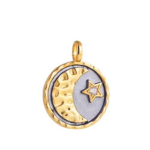Charm Luna & Estrella – Acero Inoxidable  baño Oro 18k