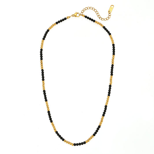 Collar Base Bolas Negro & Gold – Acero Inoxidable
