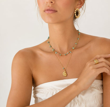 Collar Caracola Marina doble – Acero Inoxidable 316L