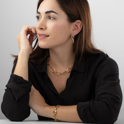 Collar Eslabón Irregular · Acero Inoxidable Baño Oro 18K · Edición Limitada