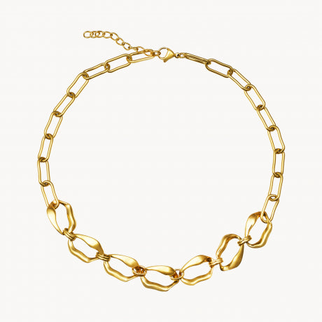 Collar Eslabón Irregular · Acero Inoxidable Baño Oro 18K · Edición Limitada