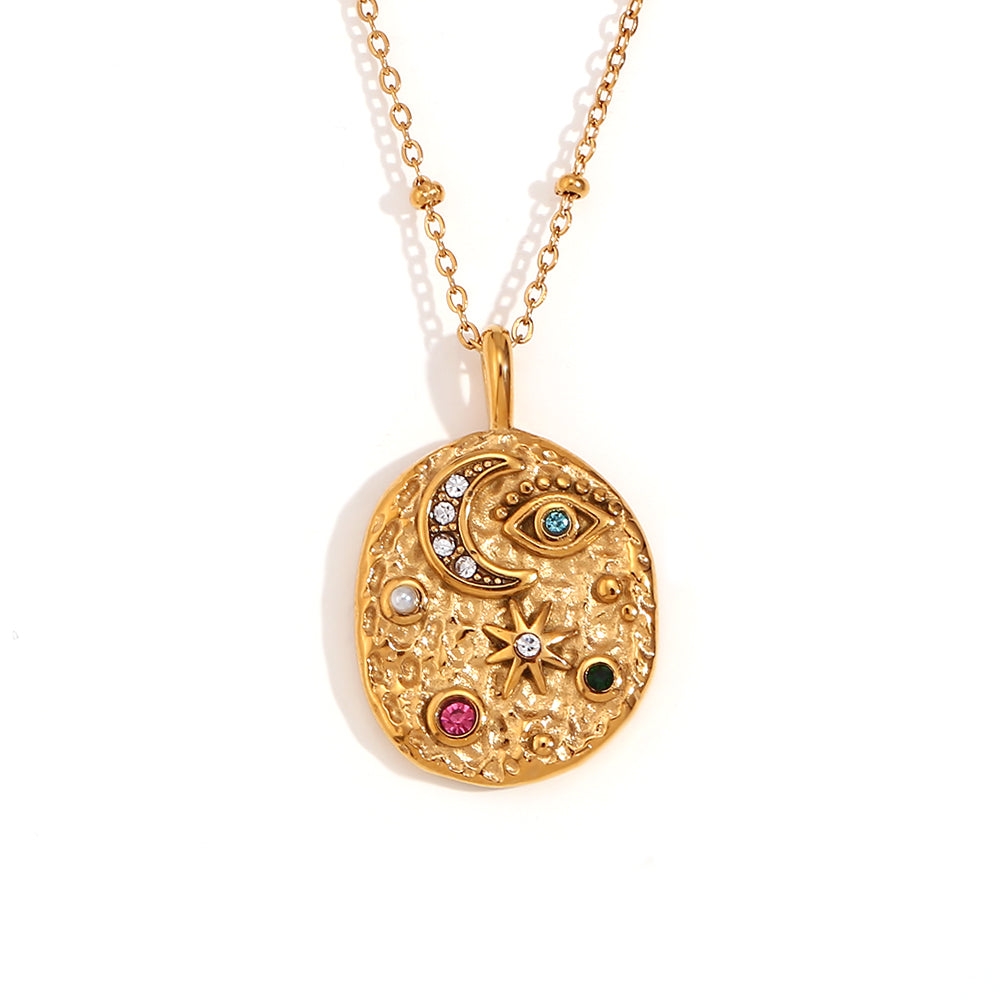 Collar Magia Dorada - acero con circonita multicolor