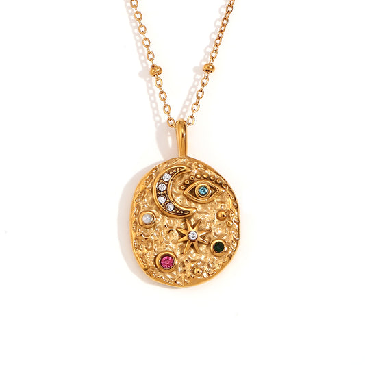 Collar Magia Dorada - acero con circonita multicolor