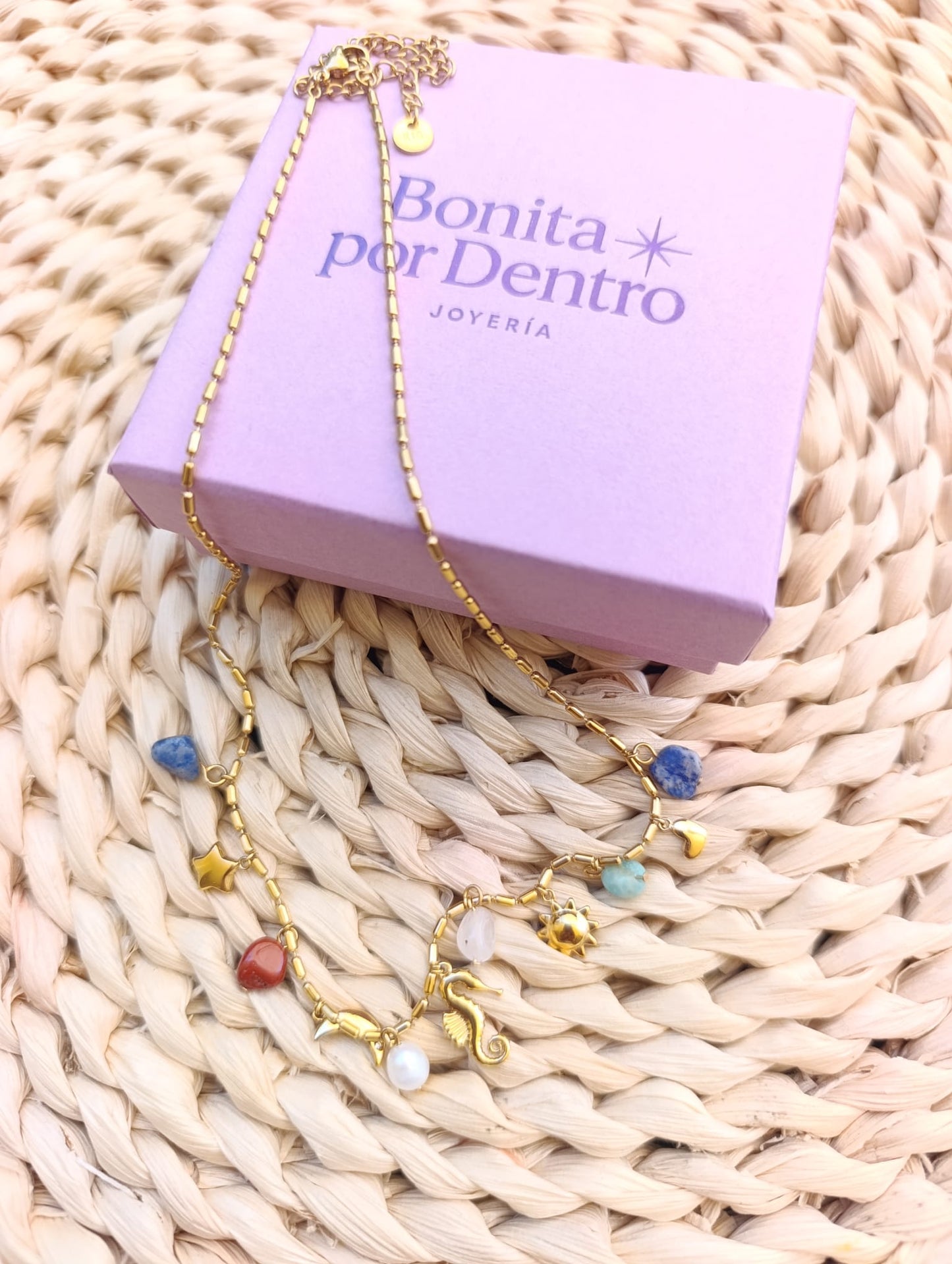 Collar Marina de Acero Inoxidable Bañado en Oro 18K