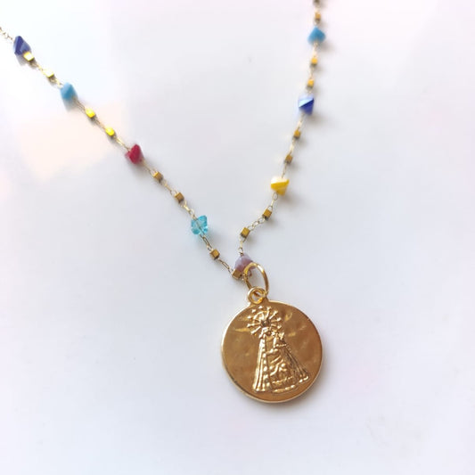 Collar Medalla Virgen de los Desamparados – Acero Multicolor