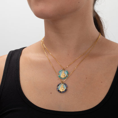 Collar Virgen del Carmen-Acero con amazonita