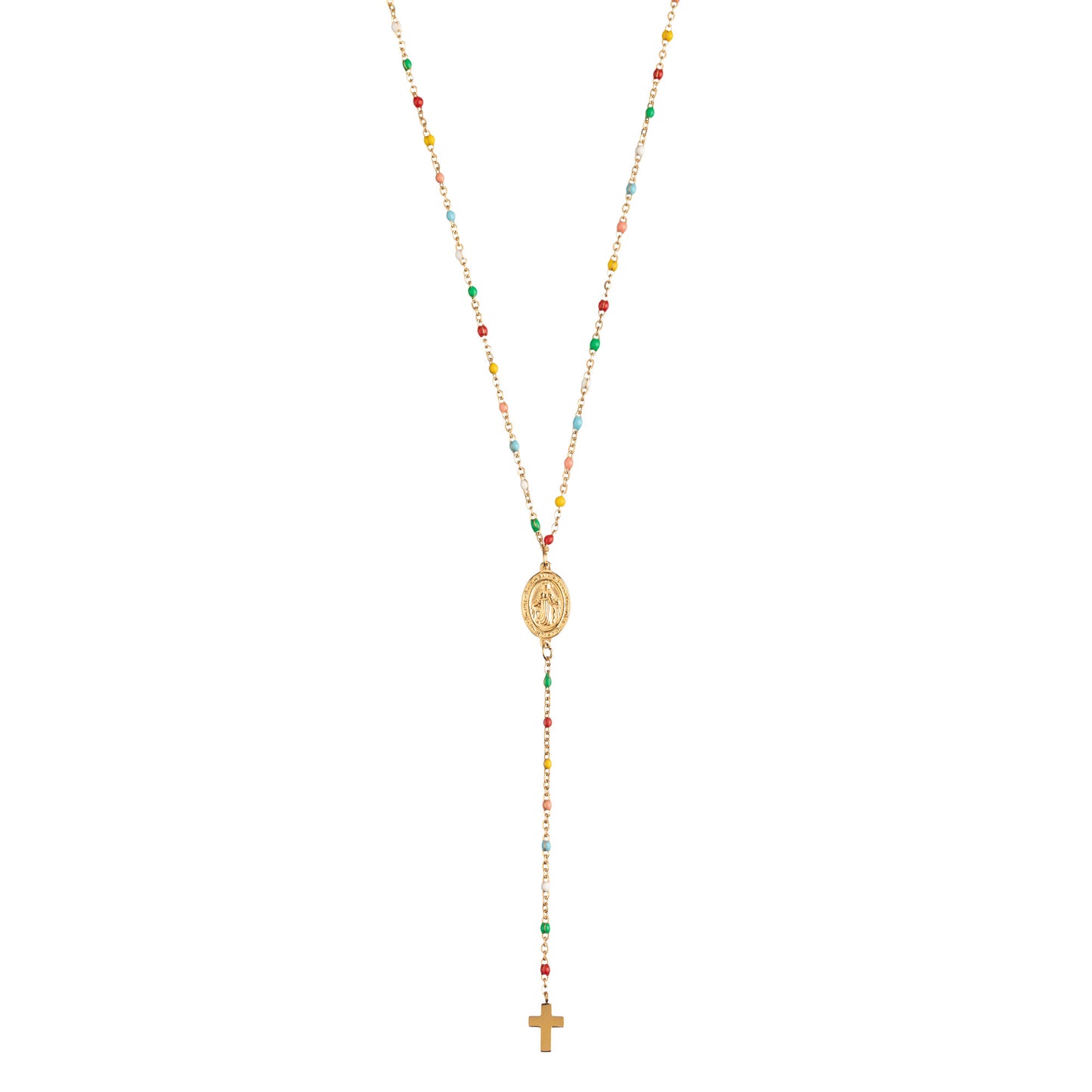 Collar Rosario Multicolor-Acero Gold