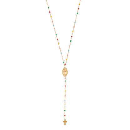 Collar Rosario Multicolor-Acero Gold
