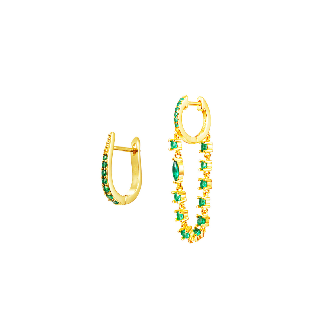 Pack Pendientes Emerald Glow - Plata de Ley 925 con Baño de Oro 18k