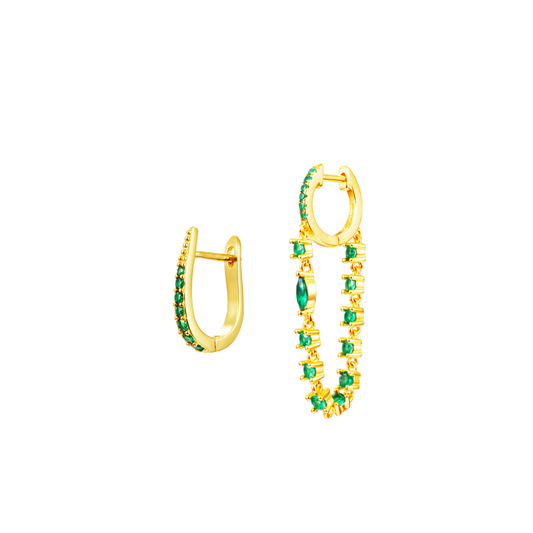 Pack Pendientes Emerald Glow - Plata de Ley 925 con Baño de Oro 18k