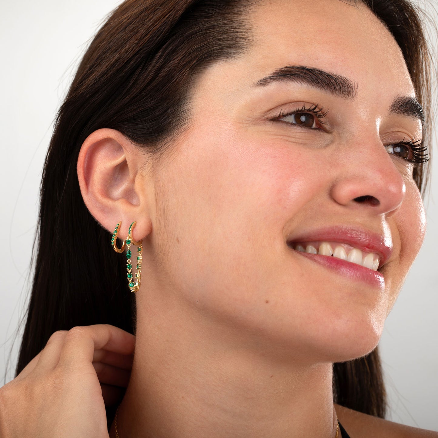 Pack Pendientes Emerald Glow - Plata de Ley 925 con Baño de Oro 18k