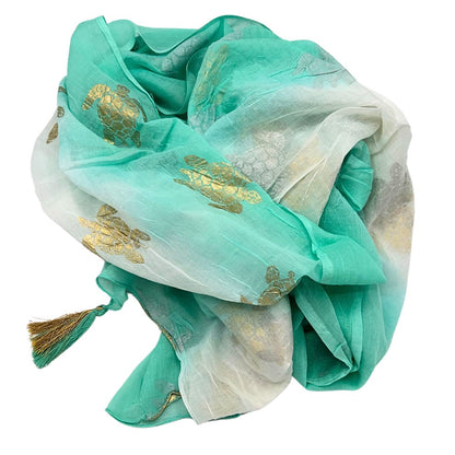 Pareo con Tortugas Doradas de Algodón 100% | Colección Mediterránea