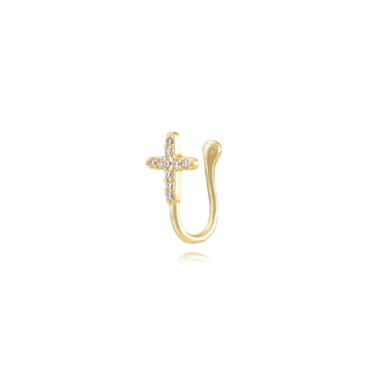 Pendiente Cruz Earcuff – Plata de Ley 925 Baño Oro 18k