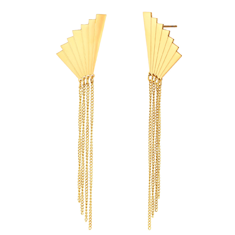 Pendientes Abanico Dorado · Acero Inoxidable Baño Oro 18K · Edición Limitada