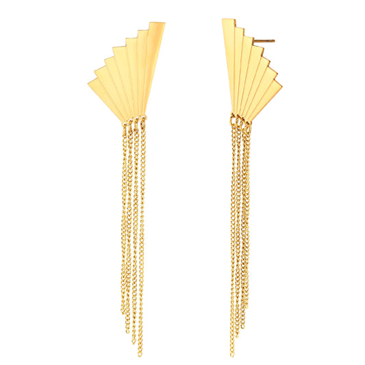 Pendientes Abanico Dorado · Acero Inoxidable Baño Oro 18K · Edición Limitada