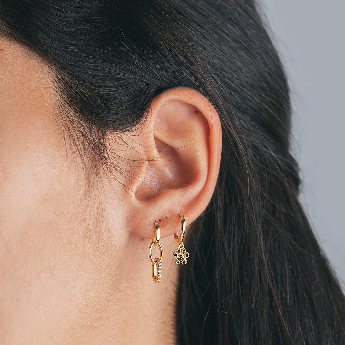 Pendientes Huellas - Plata de Ley 925 Baño Oro 18k