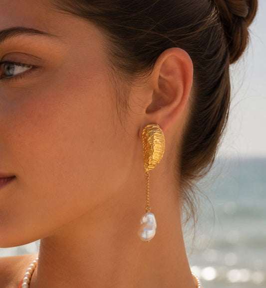Pendientes Jávea con Perla Acero 316L