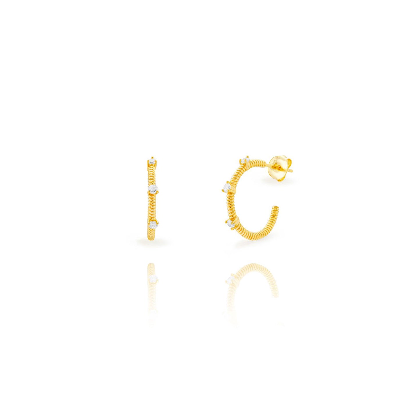 Pendientes Semi Aro Gold Shine – Plata de Ley 925 con Baño de Oro 18k