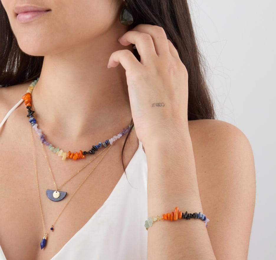 Pulsera Arcoíris Mediterráneo – Piedras Naturales y Acero Inoxidable 316L