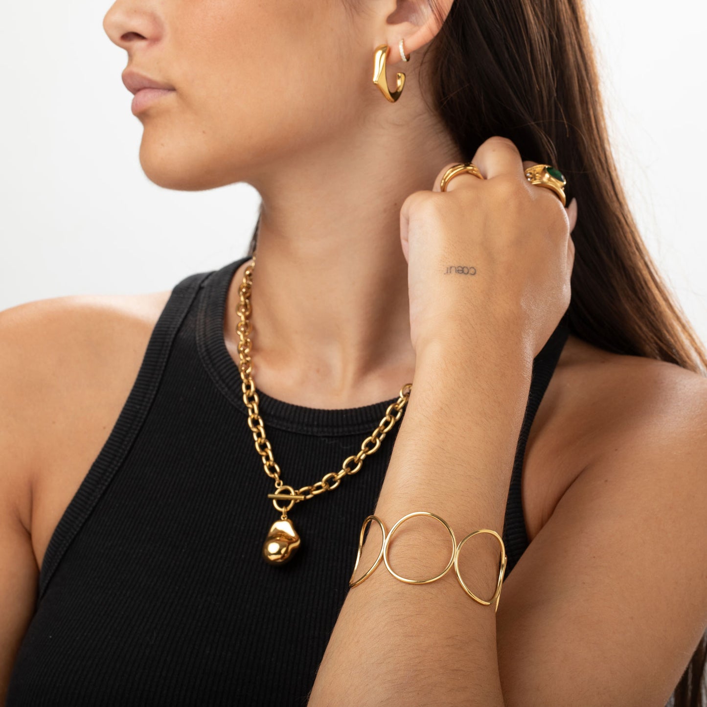 Pulsera Círculo Esclava · Acero Inoxidable Baño Oro 18K · Edición Limitada