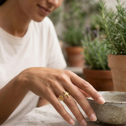 Anillo Estrella Marina | Acero Inoxidable Ajustable