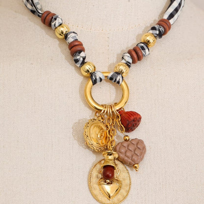 Collar Charms Vichy- Acero con Detalles en Resina