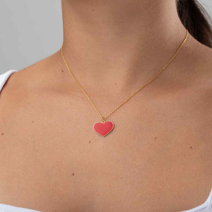 Collar Red Heart Enamel – Plata de Ley 925 con Baño en Oro 18K